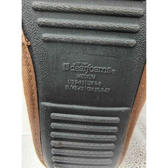 Men's Dearfoams Black And Cream Plaid Faux Fur Trim Size Medium (9-10) Slippers - Picture 4 of 7